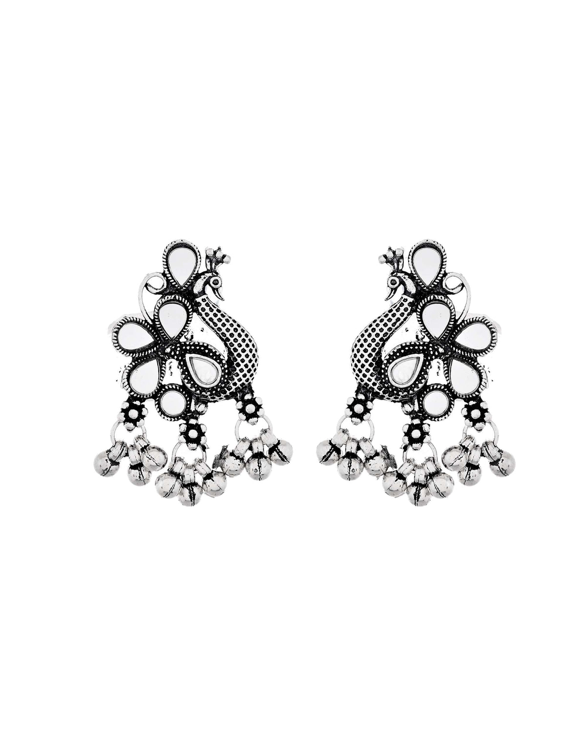 Jewels Nest Antique Long Oxidised Necklace Set with Statement Pendant