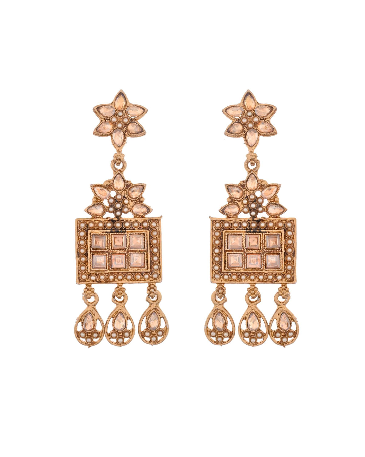 Jewels Nest Ethnic Multi-Strand Golden Bead Necklace Set for Women | Grocsy