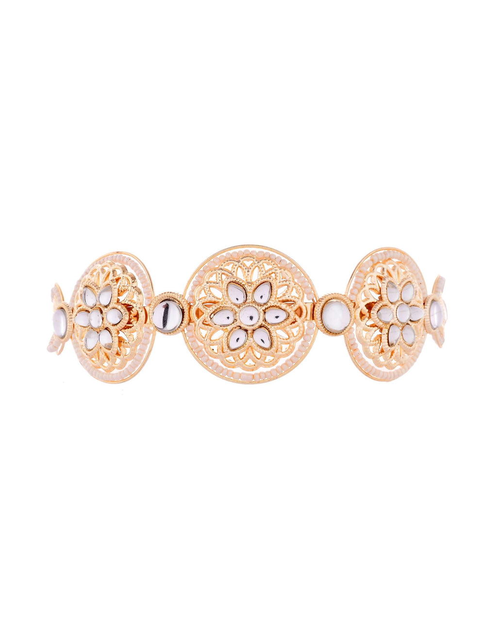 Jewels Nest Royal Kundan Mirror Work Hairband with Pearl Detailing | Grocsy