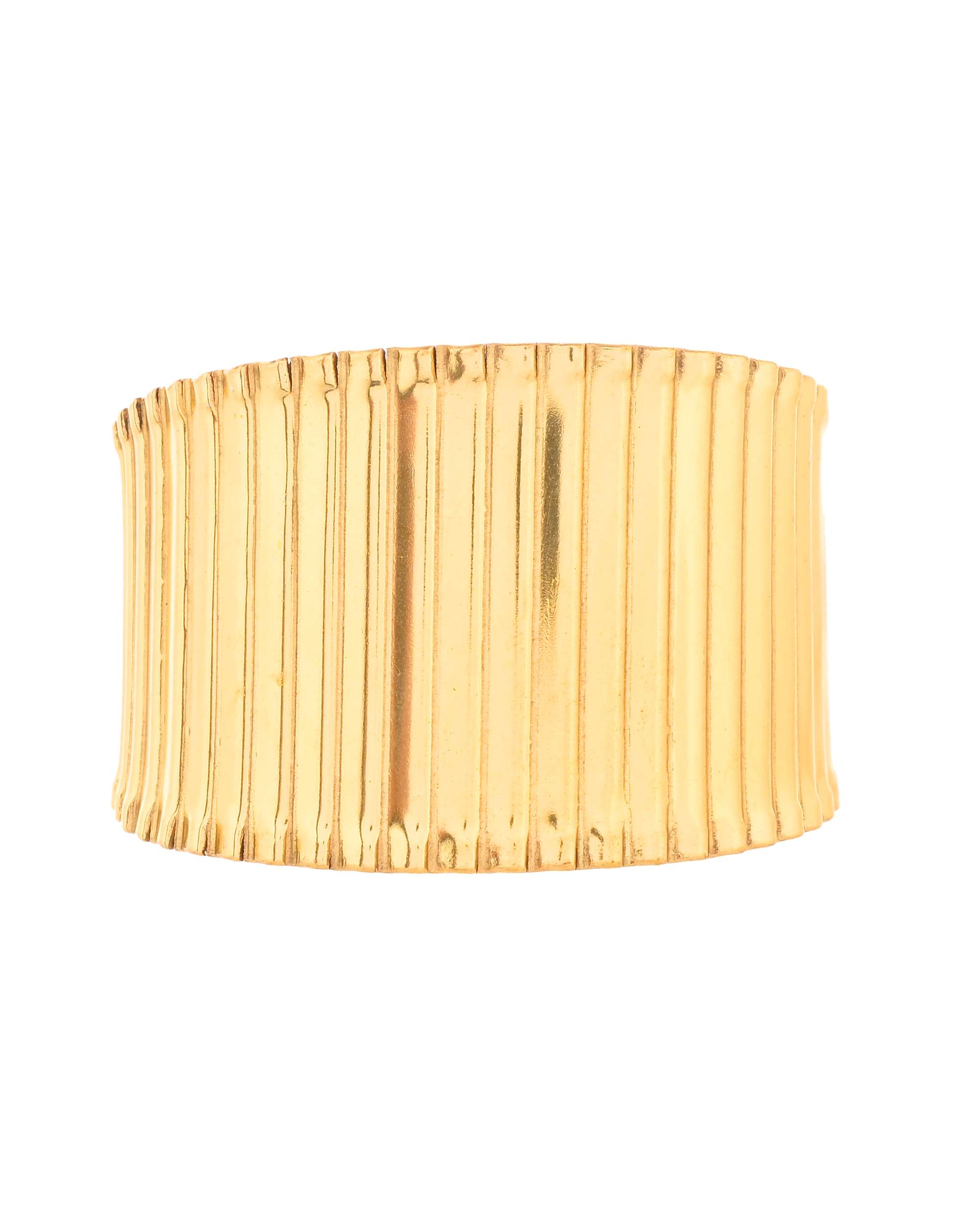 Jewels Nest Textured Vertical Line Gold Cuff Bracelet