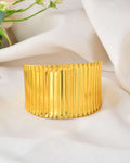 Jewels Nest Textured Vertical Line Gold Cuff Bracelet