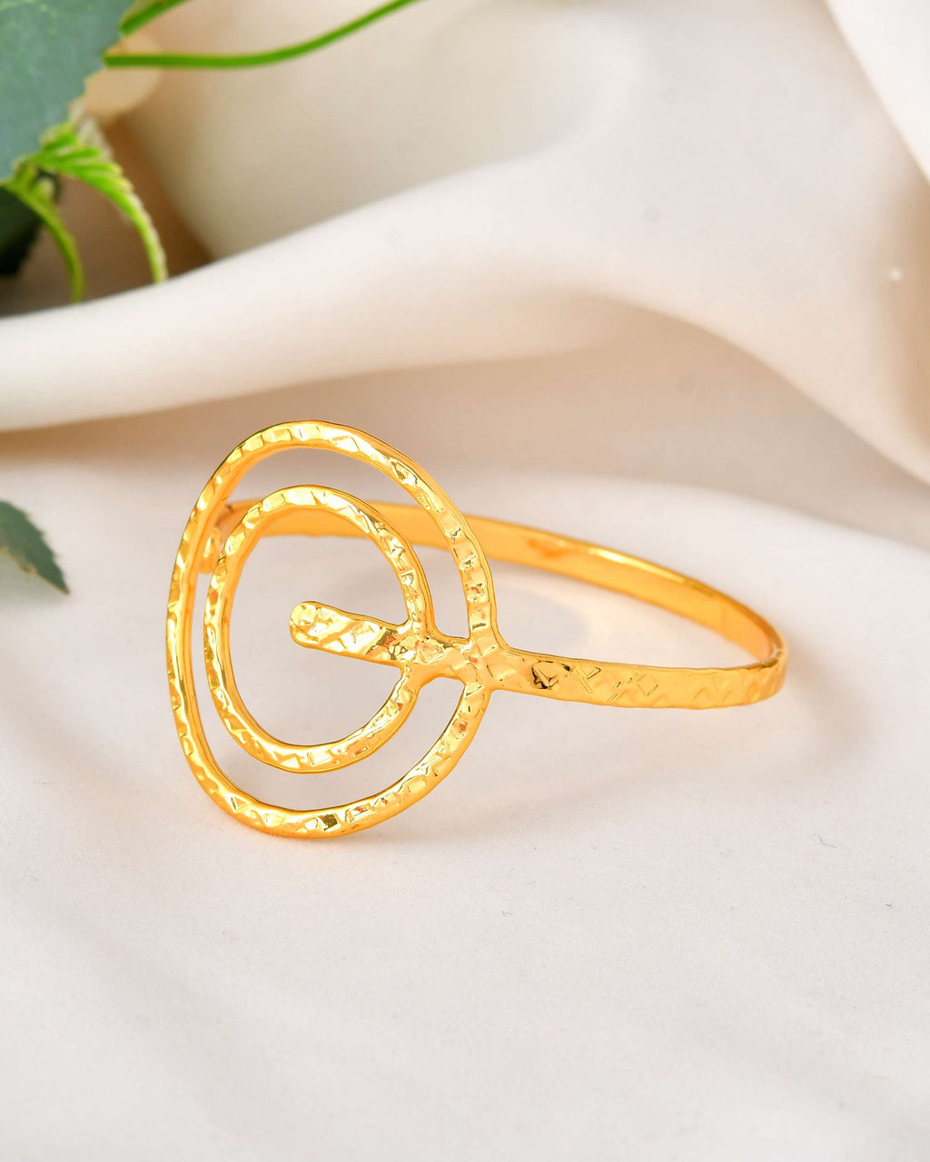Jewels Nest Contemporary Wave Design Gold Open Cuff Bracelet