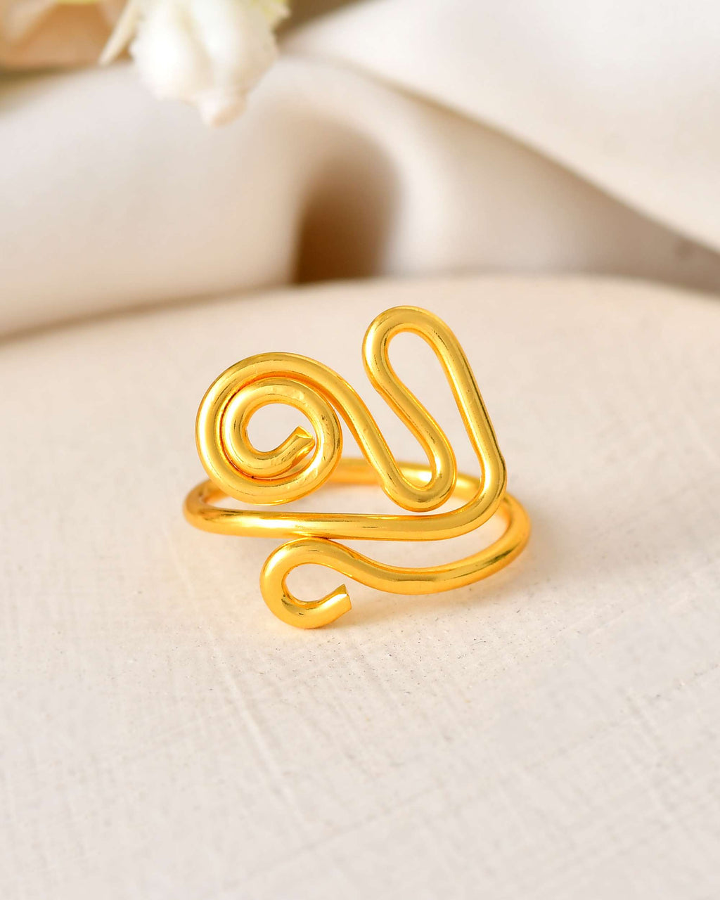 Jewels Nest Gold-Tone Adjustable Spiral Ring – Minimalist Contemporary Finger Ring for Women | Grocsy