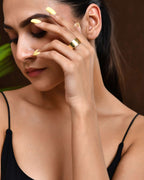 Jewels Nest Gold-Plated Matte Textured Open Band Ring – Anti-Tarnish Adjustable Finger Ring for Women | Grocsy