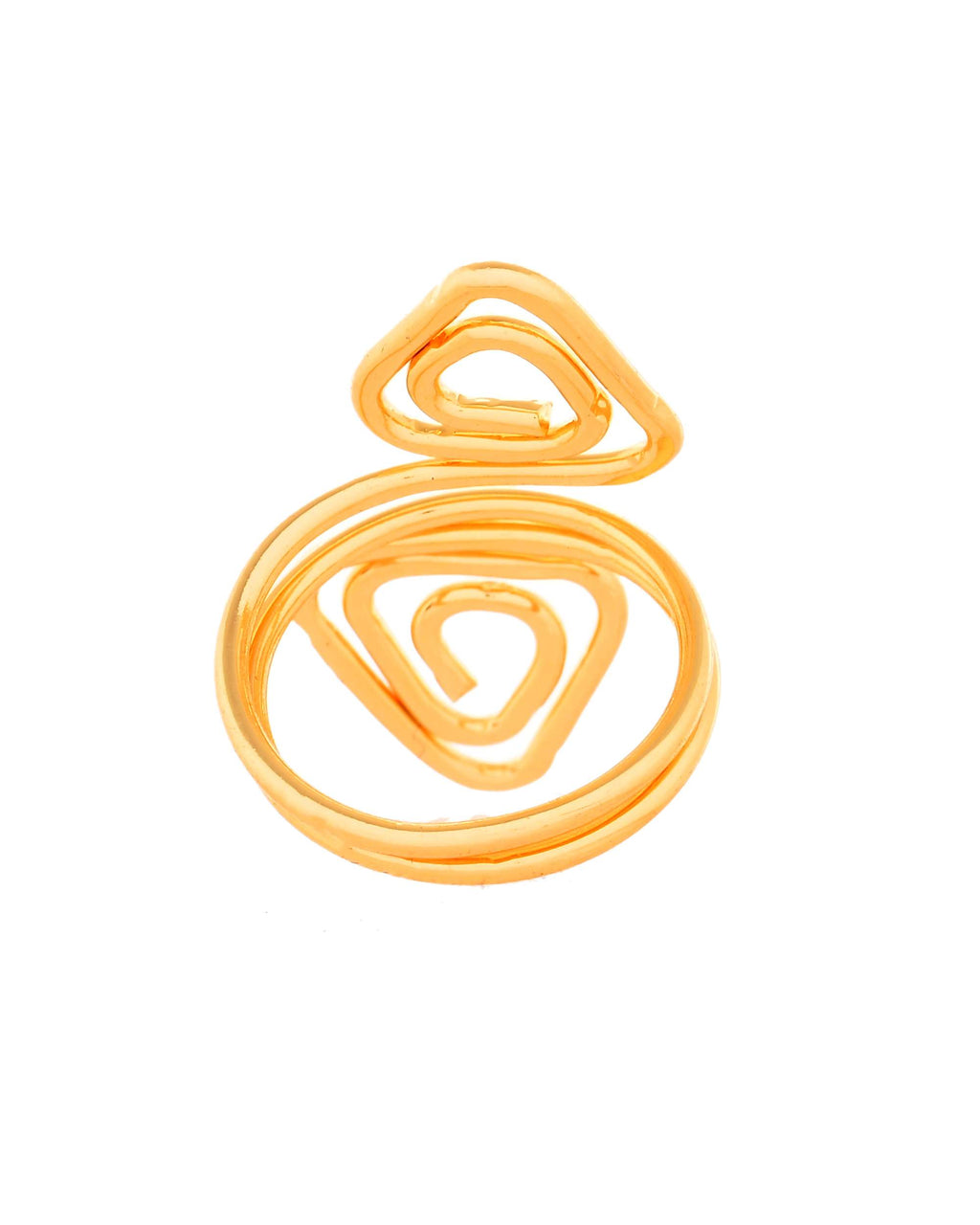 Jewels Nest Gold-Plated Textured Triple-Layer Adjustable Finger Ring | Anti-Tarnish Geometric Statement Ring for Women | Grocsy
