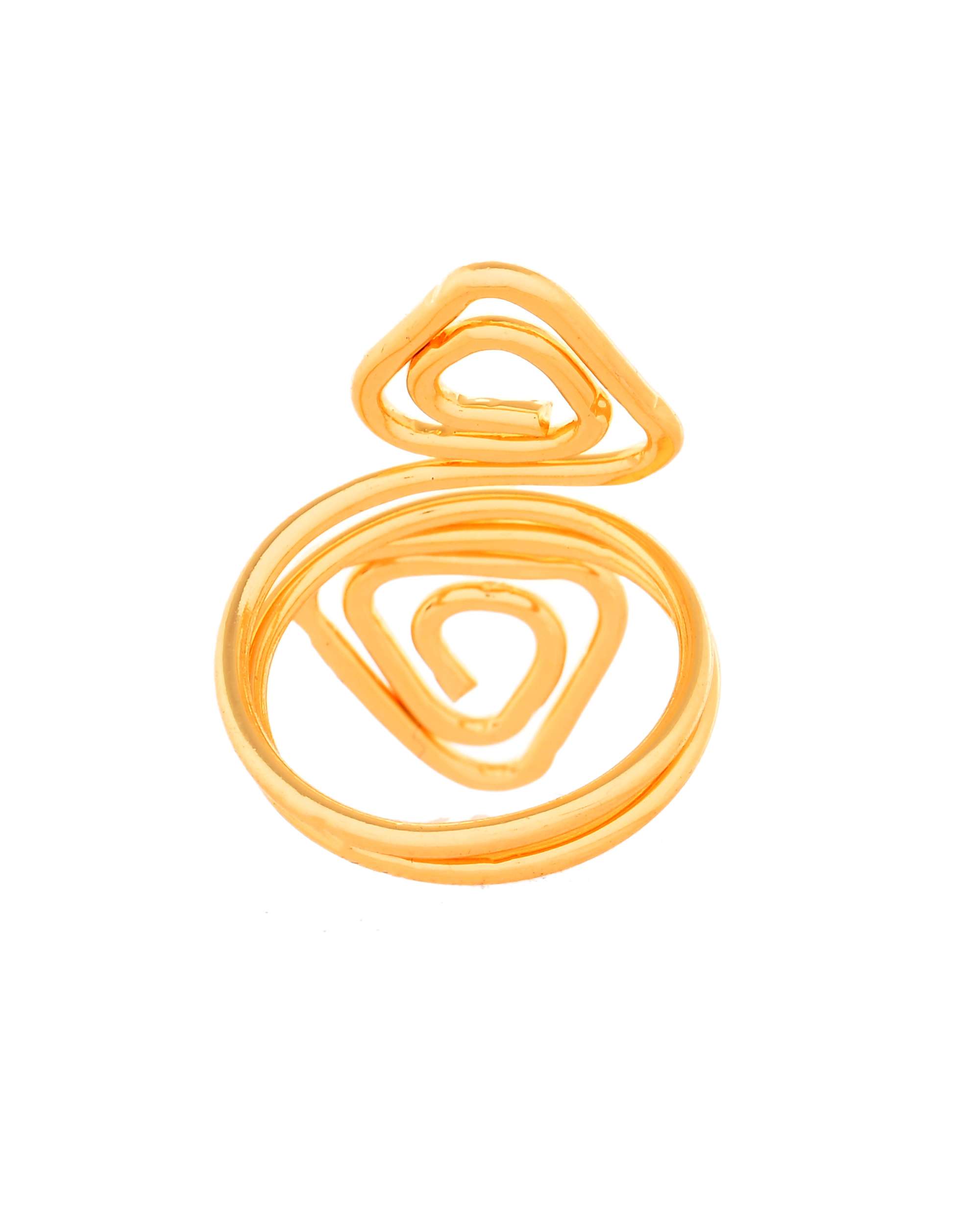 Jewels Nest Gold-Plated Textured Triple-Layer Adjustable Finger Ring | Anti-Tarnish Geometric Statement Ring for Women | Grocsy