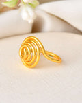 Jewels Nest Gold-Plated Spiral Dome Adjustable Finger Ring | Anti-Tarnish Modern Coil Design for Women | Grocsy