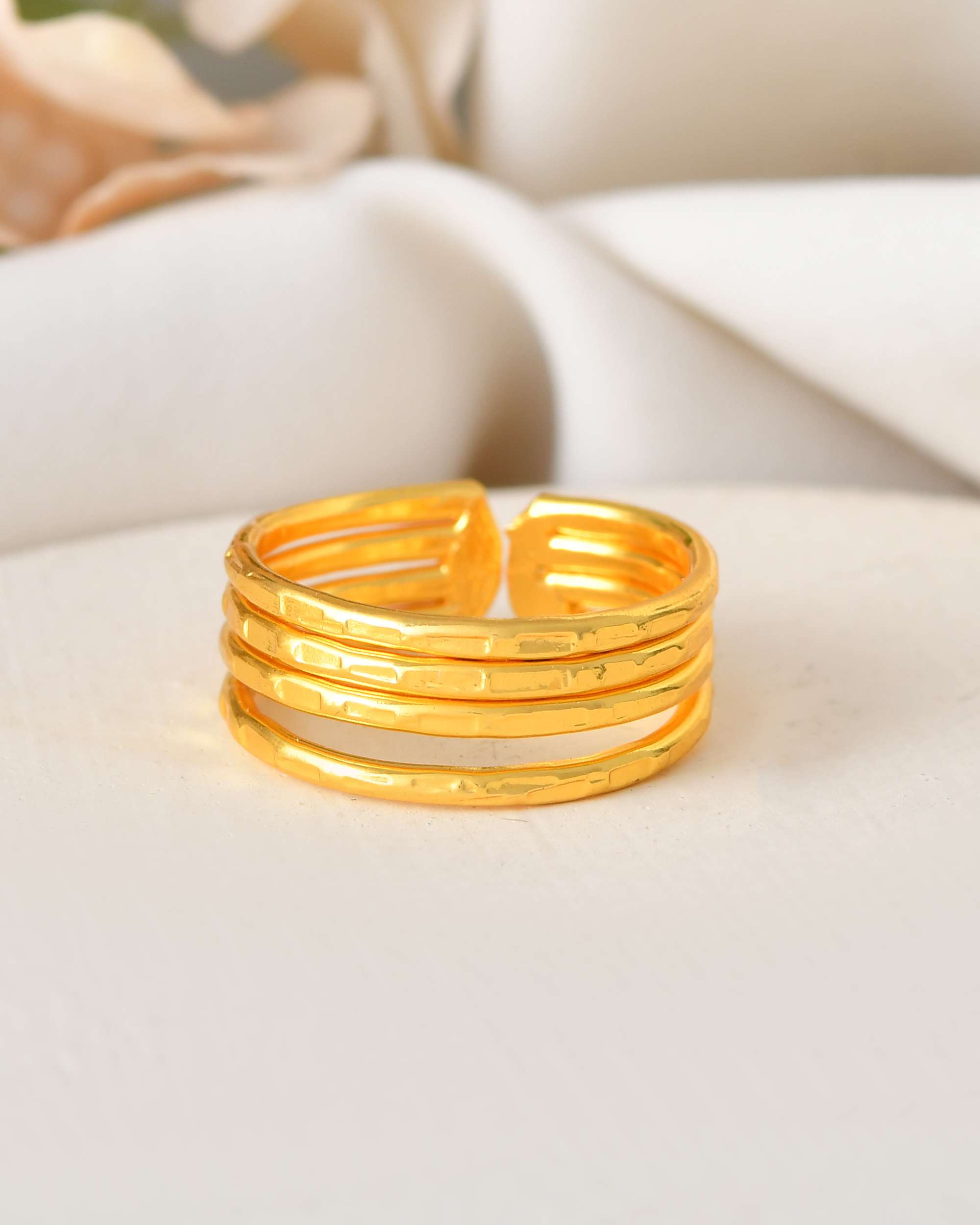 Jewels Nest Gold-Plated Multi-Layer Coil Adjustable Finger Ring | Anti-Tarnish Minimal Stackable Design for Women | Grocsy