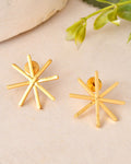 Jewels Nest Gold-Plated Statement Starburst Stud Earrings | Anti-Tarnish Bold Geometric Earwear for Women