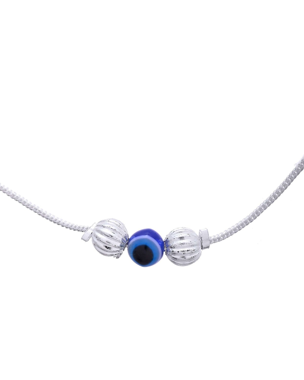 Jewels Nest Silver-Plated Stainless Steel Anklet Set with Evil Eye & Metallic Charms | Grocsy
