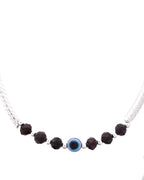 Jewels Nest Set of 2 Silver-Tone Stainless Steel Evil Eye Anklets with Beads | Grocsy