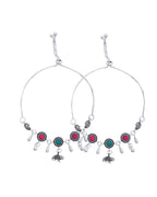 Jewels Nest Set of 2 Silver-Plated Artificial Stone Beaded Anklets with Multi-Colored Accents | Grocsy