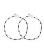 Jewels Nest Stainless Steel Silver-Tone Anklets with Leaf and Pearl Detailing | Grocsy