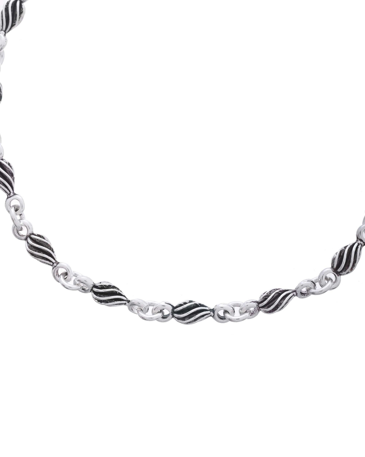 Jewels Nest Stainless Steel Silver-Tone Anklets with Leaf and Pearl Detailing | Grocsy