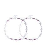 Jewels Nest Set of 2 Silver-Plated Stainless Steel Anklets with Pink Artificial Beads | Grocsy