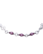 Jewels Nest Set of 2 Silver-Plated Stainless Steel Anklets with Pink Artificial Beads | Grocsy