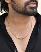 Jewels Nest Men Gold-Polished Stainless Steel Self Design Biscuit Chain | Grocsy