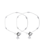 Jewels Nest Set of 2 Traditional Silver-Plated Ball & Chain Anklets | Grocsy