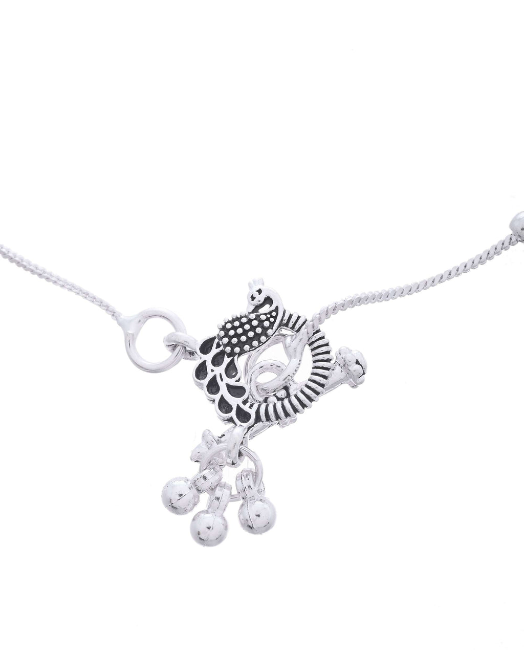 Jewels Nest Set of 2 Traditional Silver-Plated Ball & Chain Anklets | Grocsy