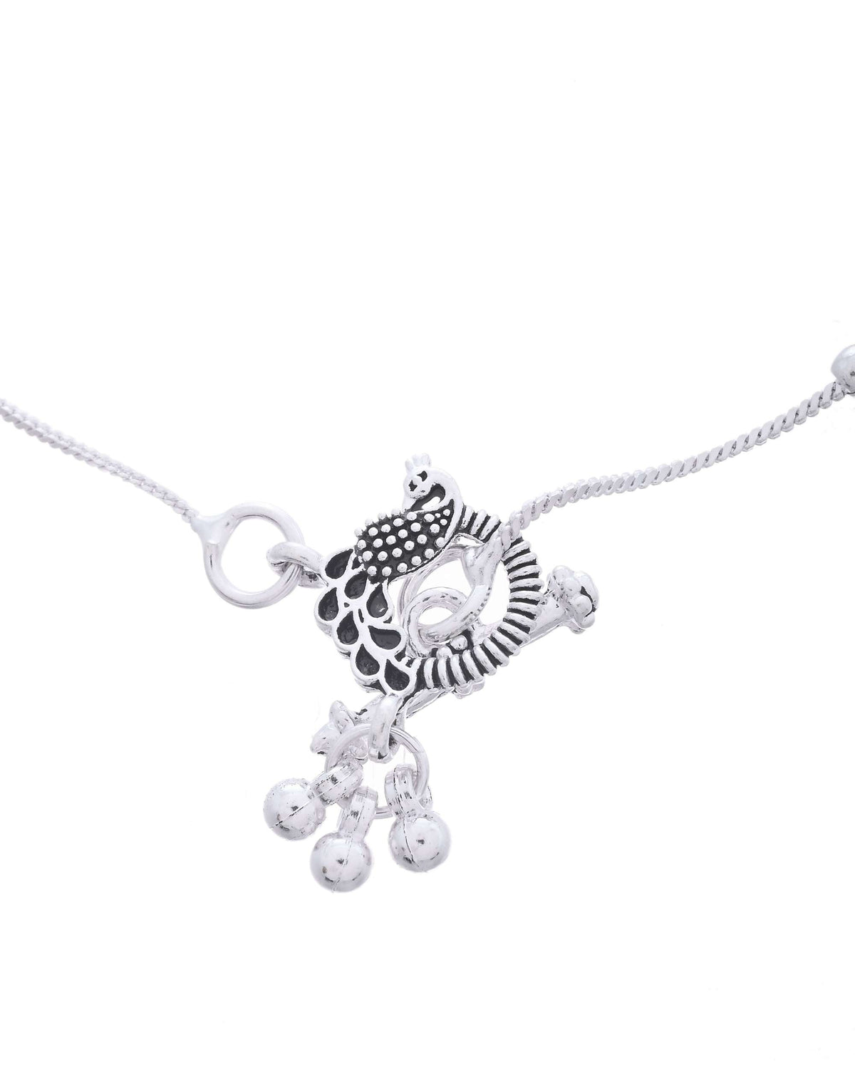 Jewels Nest Set of 2 Traditional Silver-Plated Ball & Chain Anklets | Grocsy