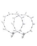 Jewels Nest Oxidized Silver-Toned Tribal Barrel Charm Anklet – Set of 2 | Grocsy
