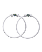 Jewels Nest Set of 2 Silver-Plated Stainless Steel Heart-Shaped Peacock Stone Beaded Anklets | Grocsy