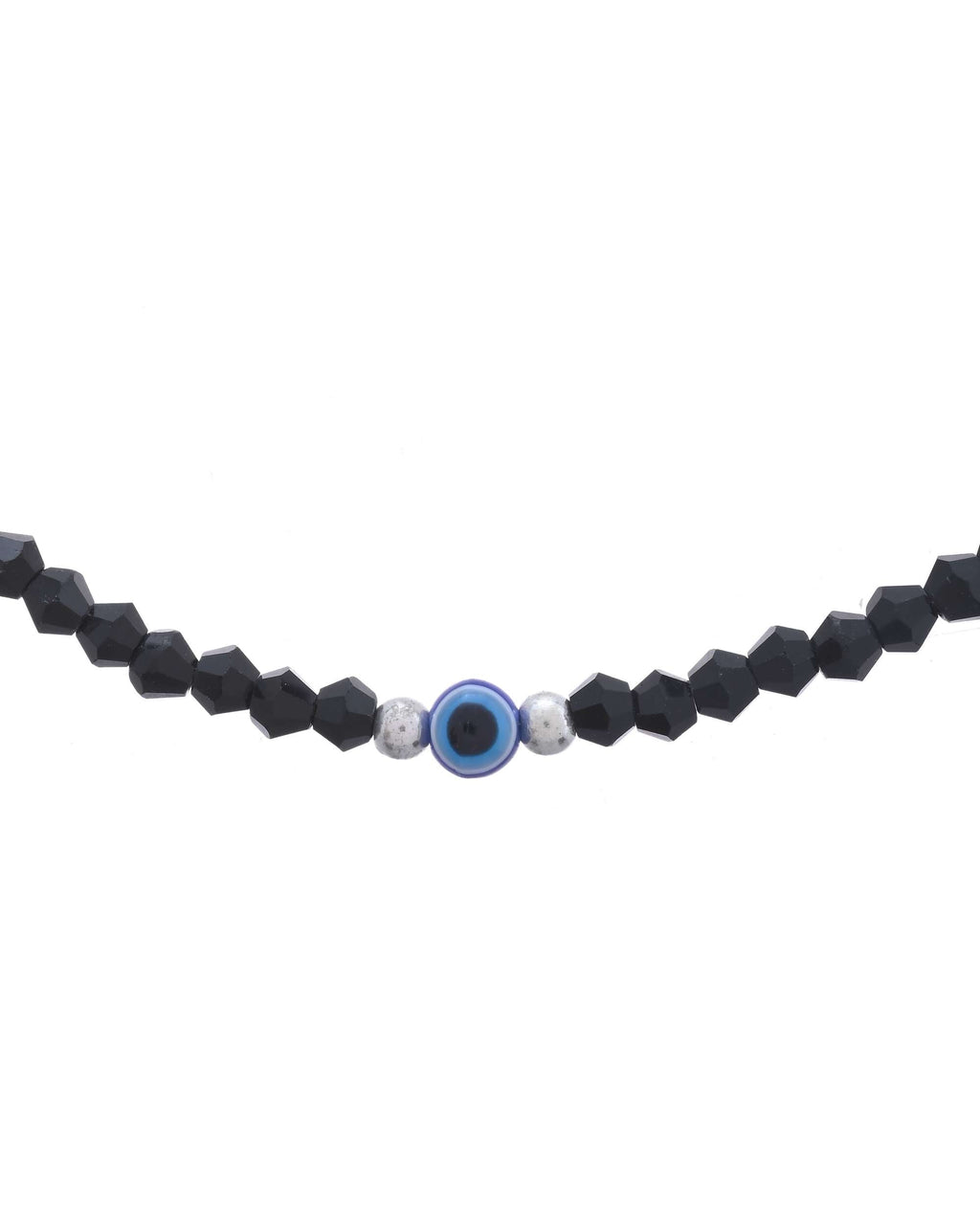 Jewels Nest Set of 2 Black Beaded Evil Eye Anklets with Silver-Toned Shell Charms | Grocsy