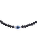 Jewels Nest Set of 2 Black Beaded Evil Eye Anklets with Silver-Toned Shell Charms | Grocsy