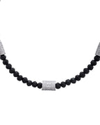 Jewels Nest Set of 2 Silver-Plated Anklets with Polished Black Beads and Barrel Charms | Grocsy