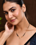 Jewels Nest Traditional Black Beaded Mangalsutra with Geometric Stone Pendant | Grocsy