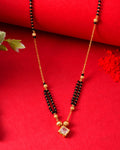 Jewels Nest Traditional Black Beaded Mangalsutra with Geometric Stone Pendant | Grocsy