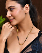 Jewels Nest Gold-Plated Traditional Double-Line Mangalsutra with Barrel Pendant | Grocsy