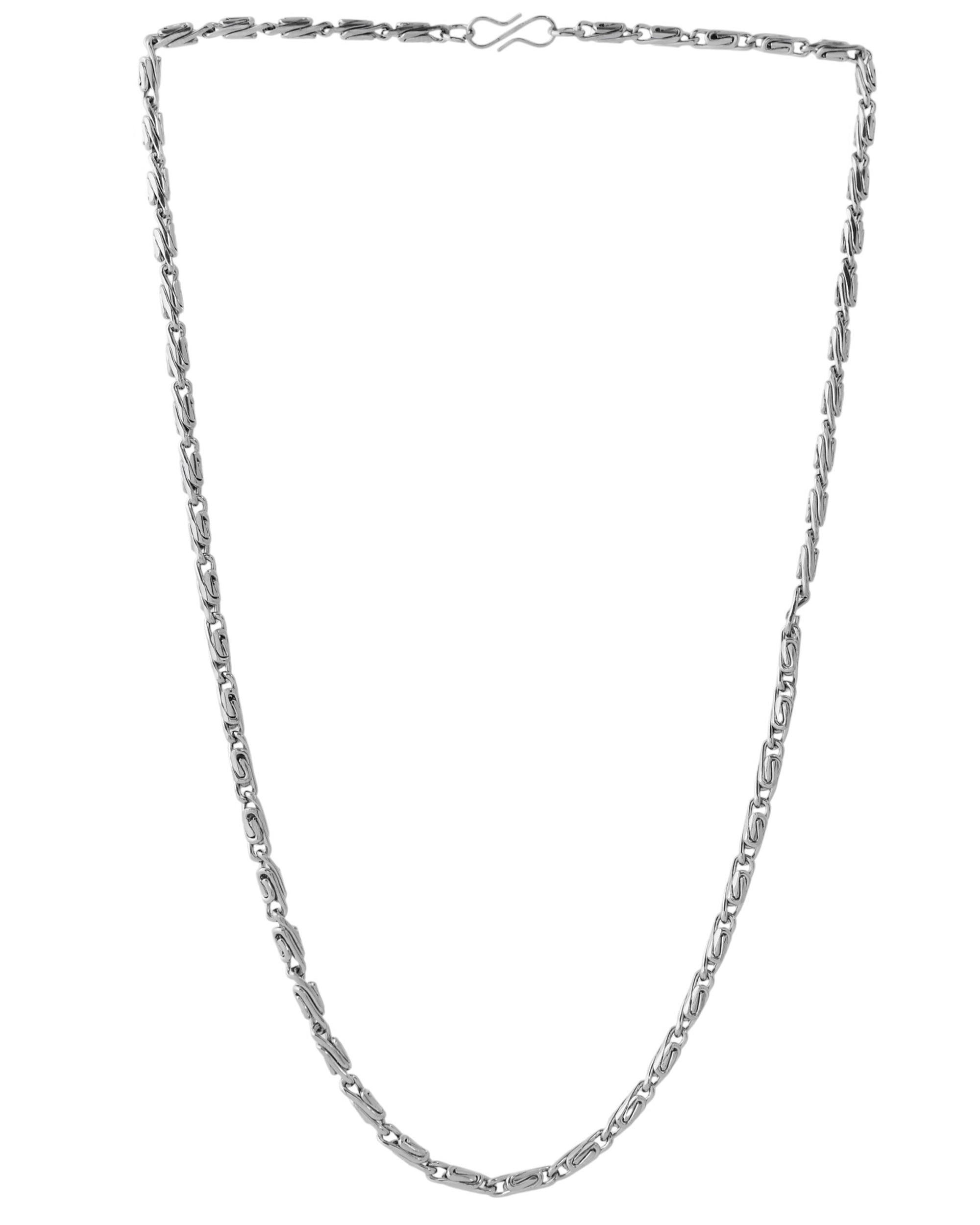 Jewels Nest Men's Silver-Tone Stainless Steel Self-Design Link Chain | Grocsy