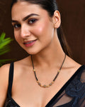Jewels Nest Traditional Gold Bead Mangalsutra with Black Double Chain | Grocsy