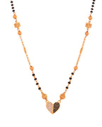 Jewels Nest Dual-Toned Artificial Stone Heart Mangalsutra with Golden Beads | Grocsy