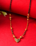 Jewels Nest Dual-Toned Artificial Stone Heart Mangalsutra with Golden Beads | Grocsy