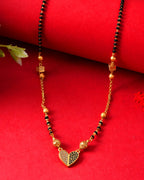 Jewels Nest Dual-Toned Artificial Stone Heart Mangalsutra with Golden Beads | Grocsy