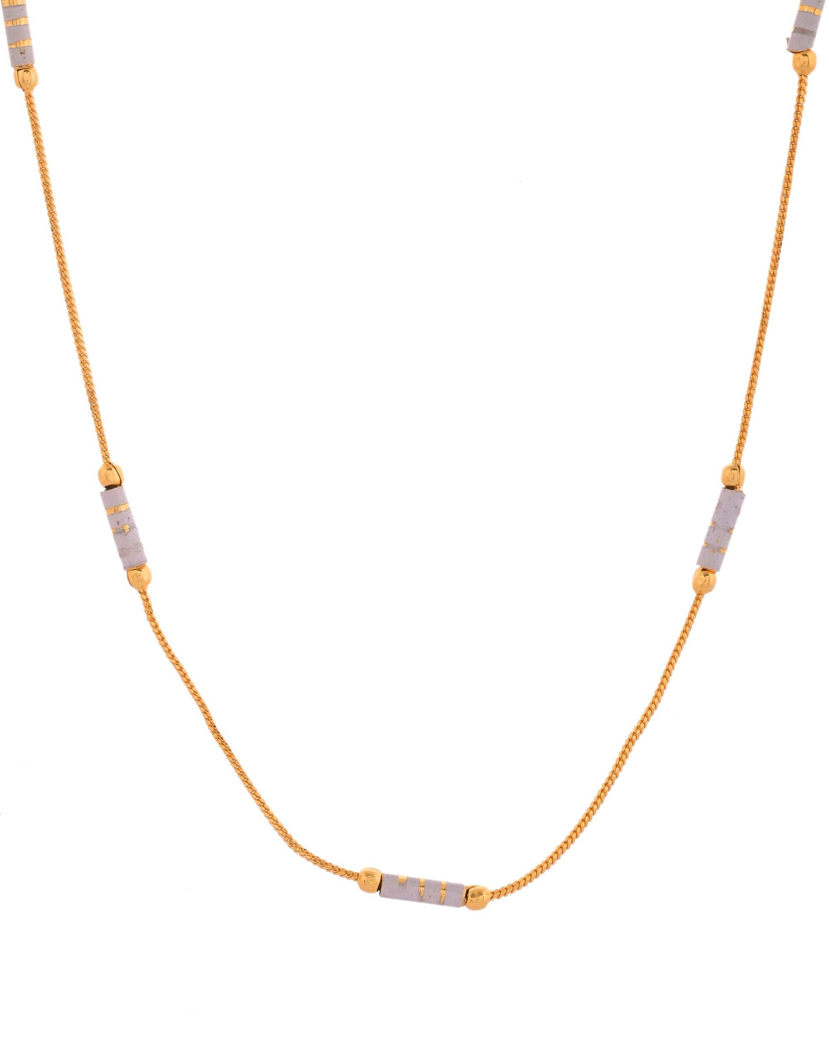 Jewels Nest Dual-Tone Cylinder Beads Gold Chain | Grocsy