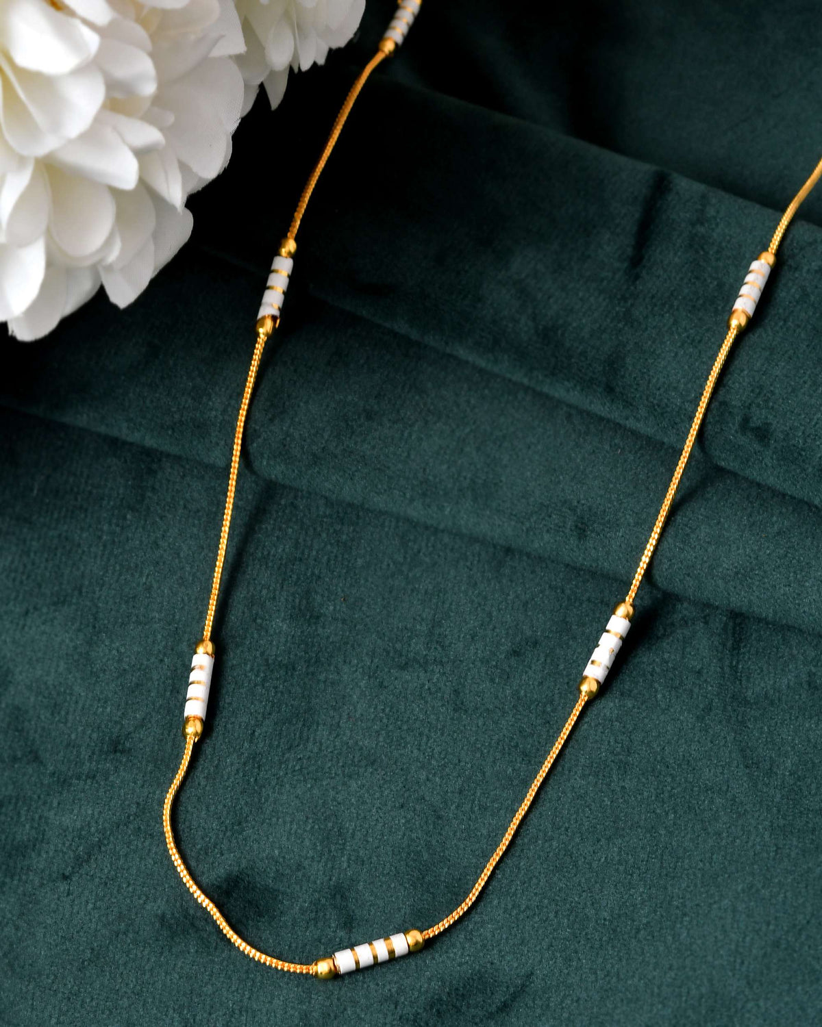 Jewels Nest Dual-Tone Cylinder Beads Gold Chain | Grocsy