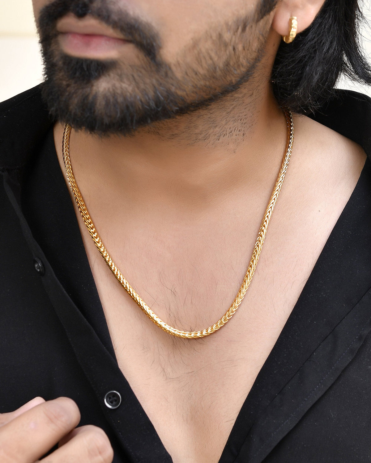 Jewels Nest Men’s Gold-Polished Stainless Steel Snake Chain | Grocsy