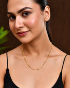 Jewels Nest Classic Golden Chain with Knurled Cylinder Detailing | Grocsy