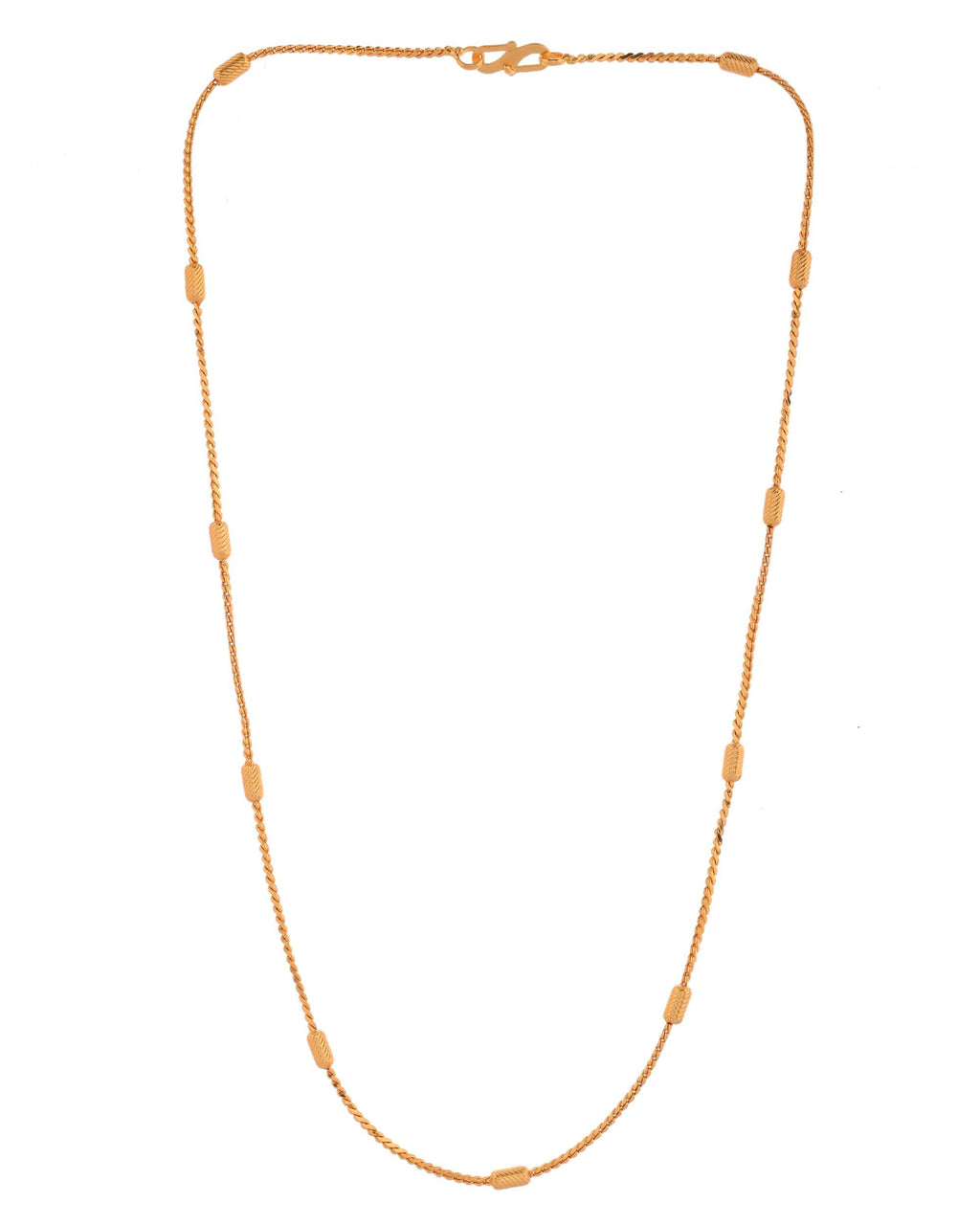 Jewels Nest Classic Golden Chain with Knurled Cylinder Detailing | Grocsy