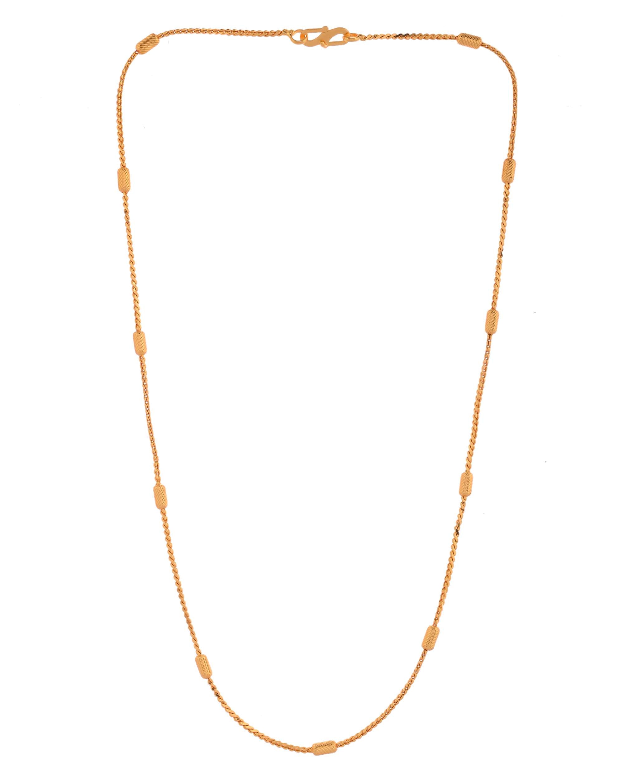 Jewels Nest Classic Golden Chain with Knurled Cylinder Detailing | Grocsy