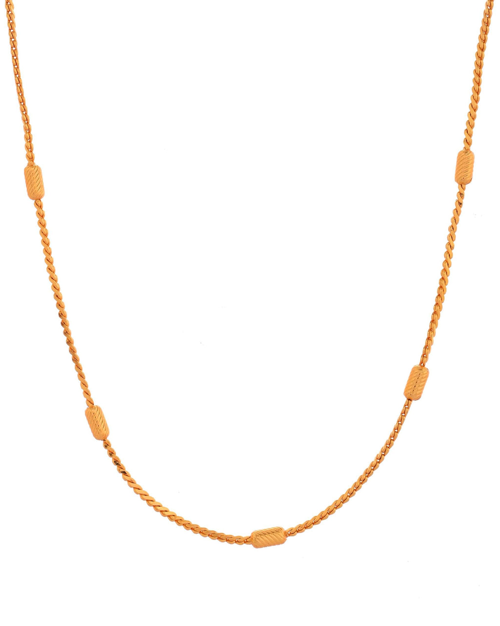 Jewels Nest Classic Golden Chain with Knurled Cylinder Detailing | Grocsy