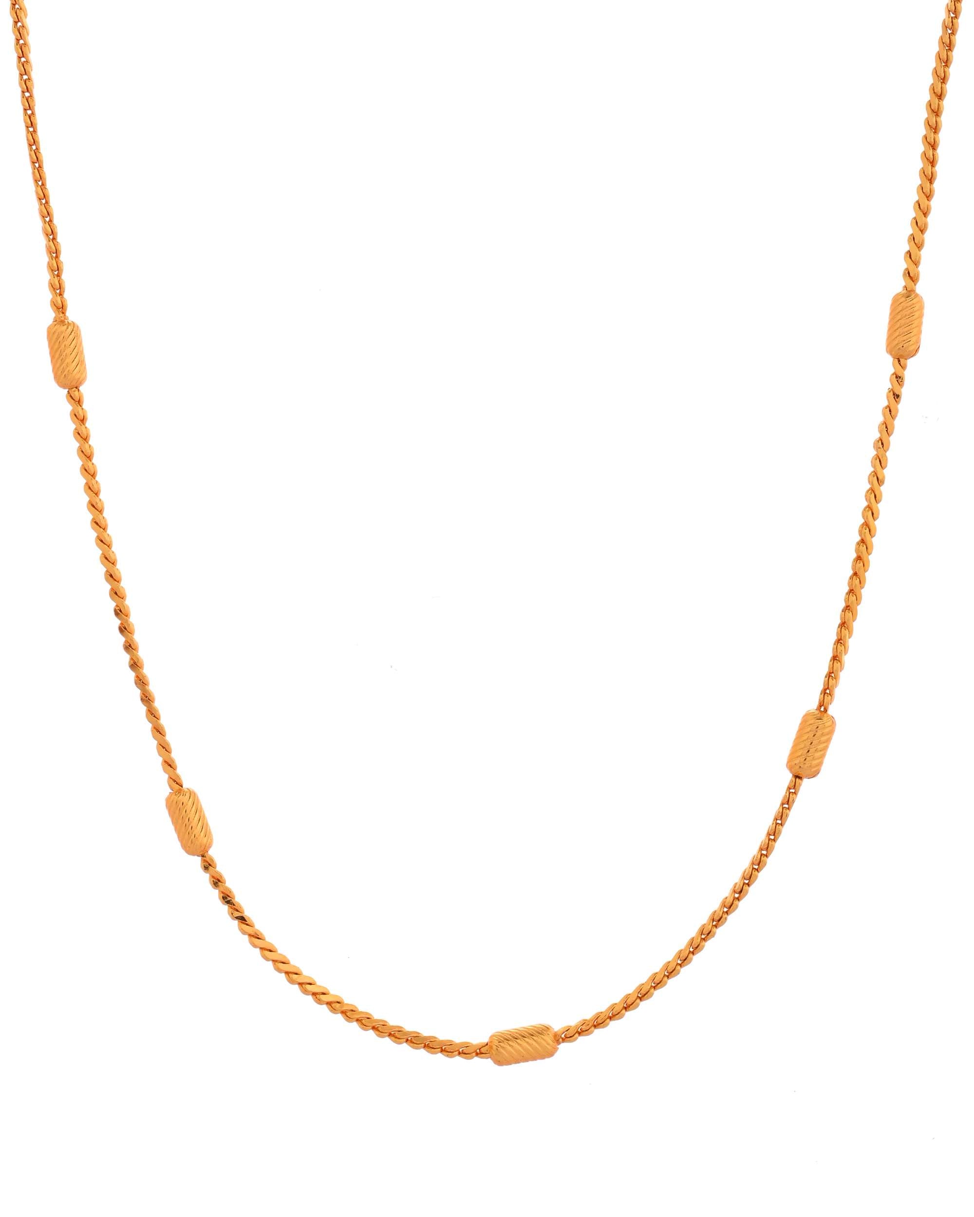 Jewels Nest Classic Golden Chain with Knurled Cylinder Detailing | Grocsy