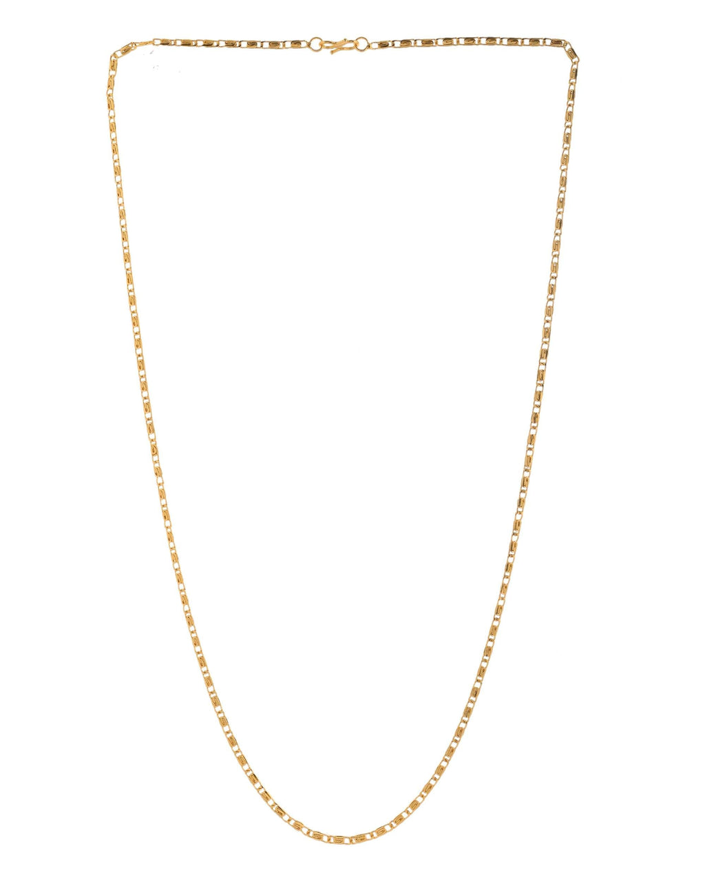 Jewels Nest Textured Rectangle Link Chain in Gold Finish | Grocsy