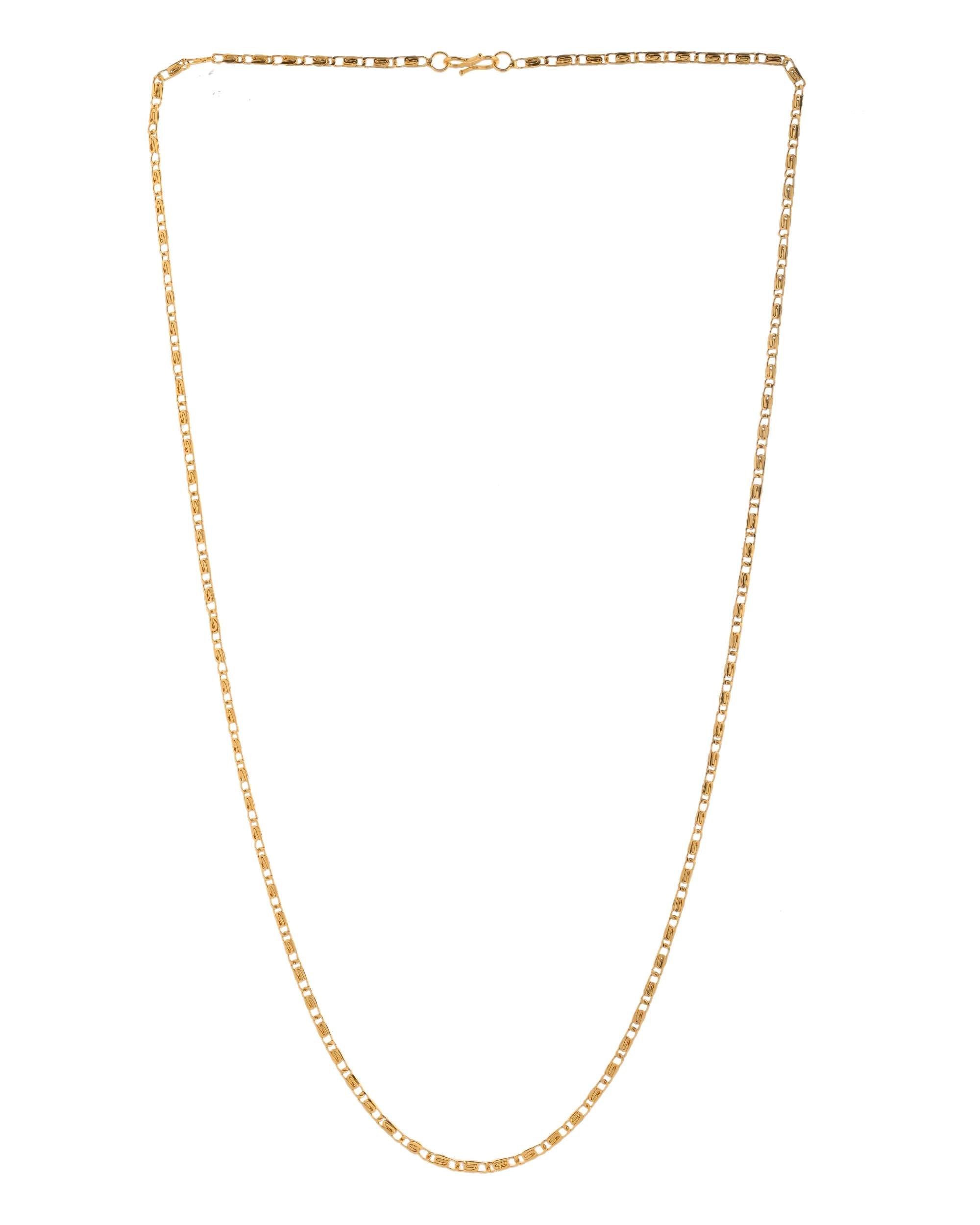 Jewels Nest Textured Rectangle Link Chain in Gold Finish | Grocsy