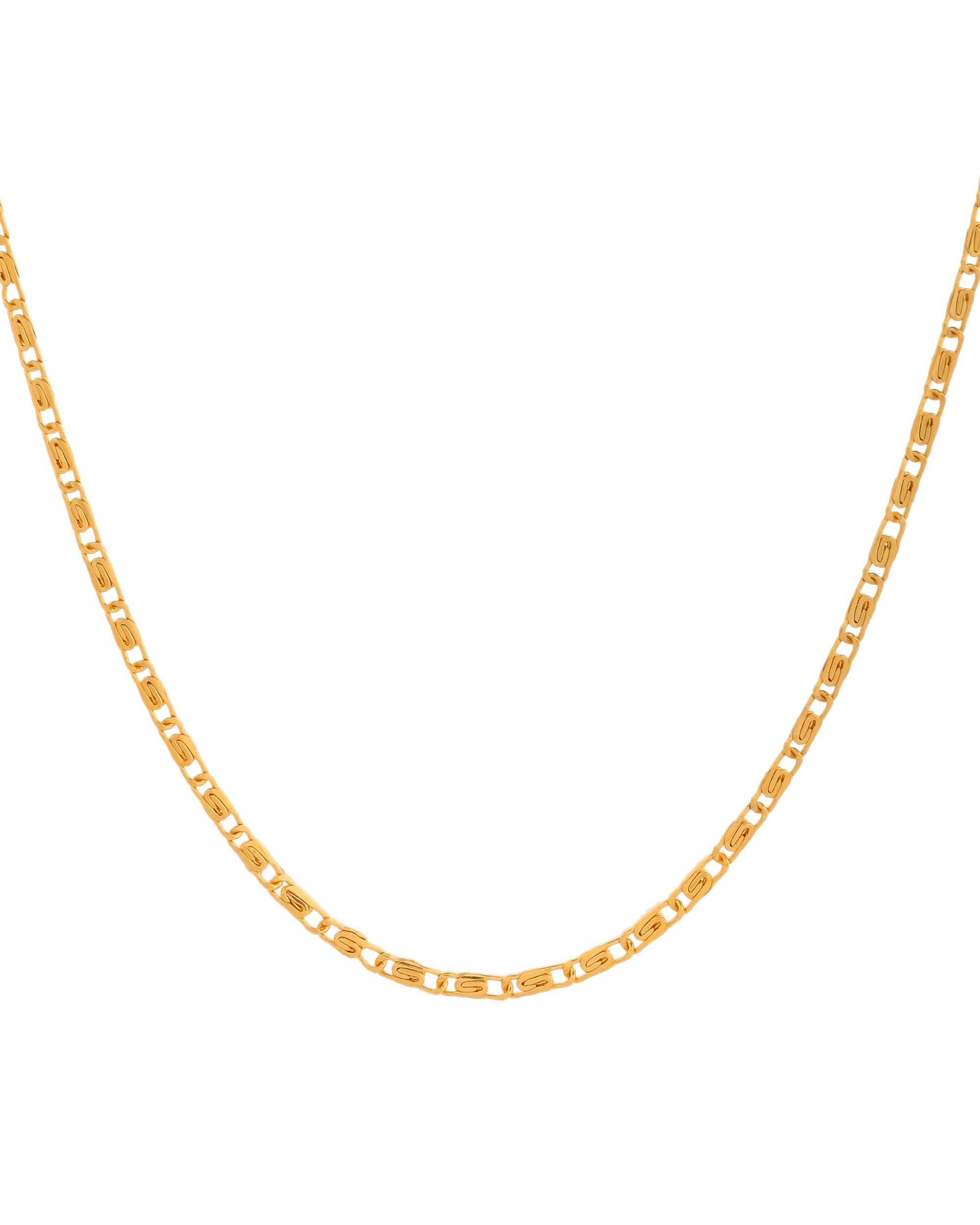 Jewels Nest Textured Rectangle Link Chain in Gold Finish | Grocsy