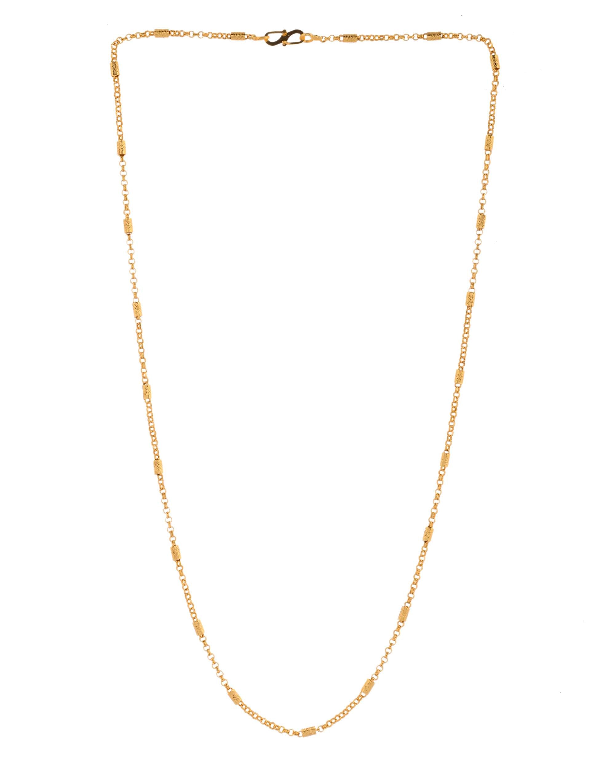 Jewels Nest Subtle Cylinder-Link Gold Necklace | Grocsy