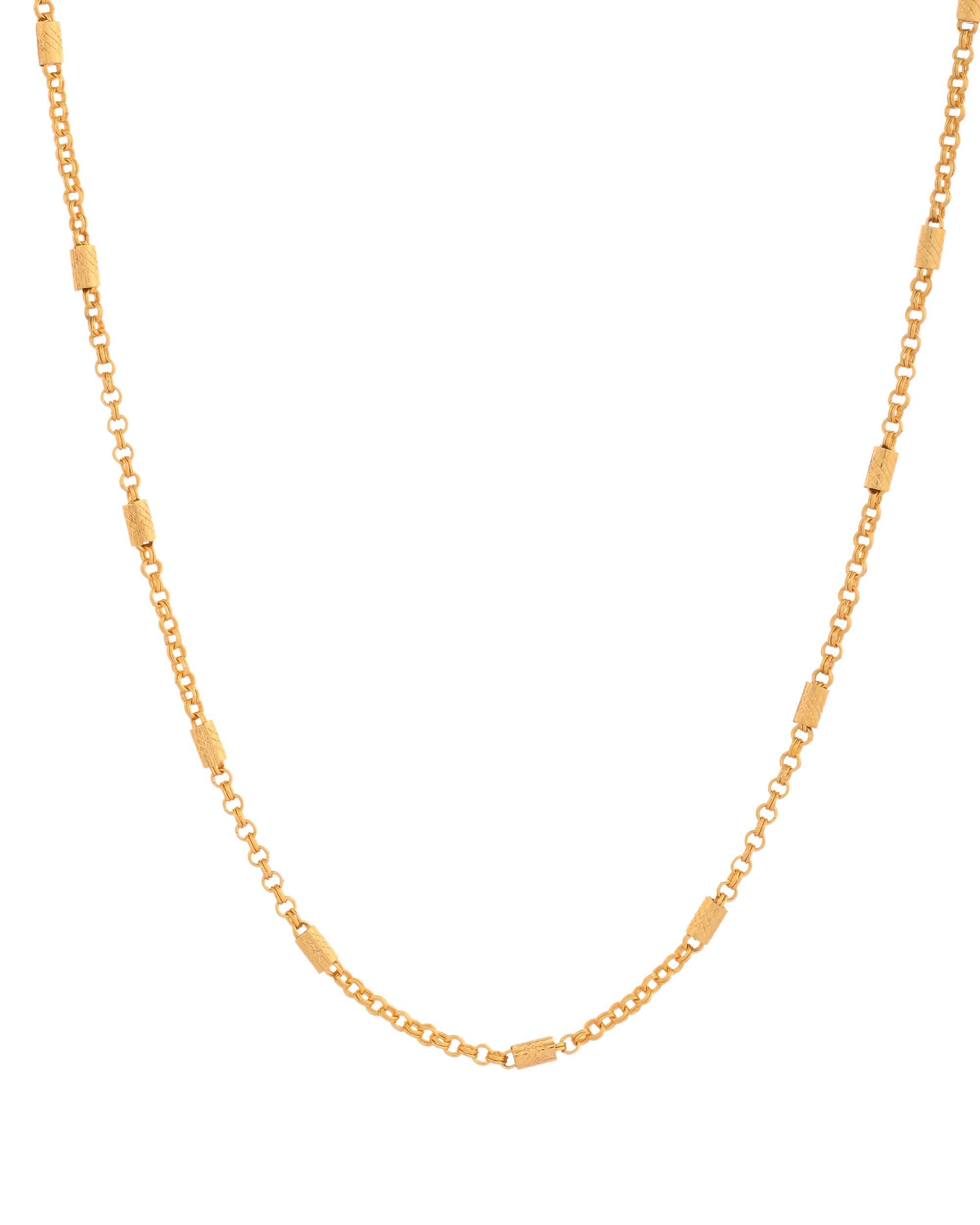Jewels Nest Subtle Cylinder-Link Gold Necklace | Grocsy